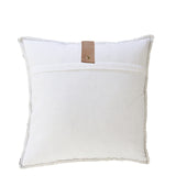 NAVY MERINO WOOL BLEND CUSHION WITH LEATHER 45cm x 45cm