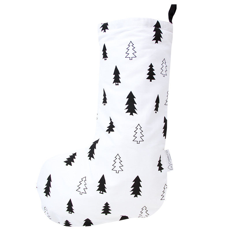 SCANDI TREE CHRISTMAS STOCKING - WHITE/BLACK