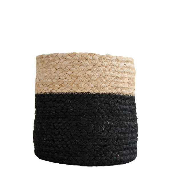 BLACK / NATURAL JUTE BASKET - SMALL