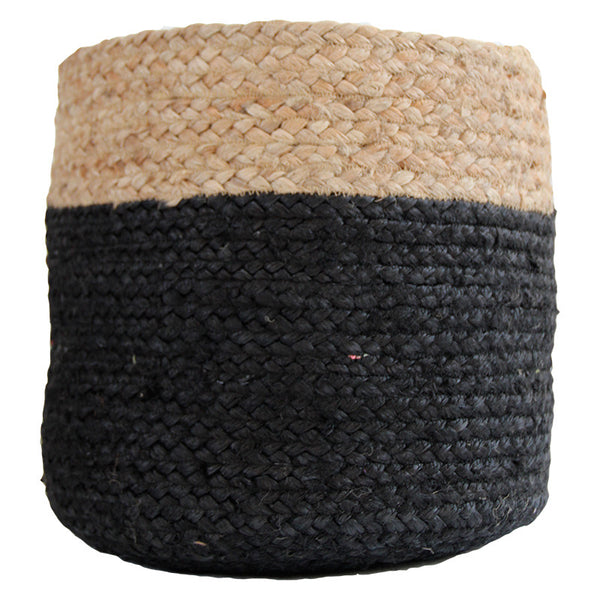 BLACK / NATURAL JUTE BASKET - LARGE