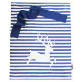 CLASSIC STRIPE SANTA SACK / BLUE DEER