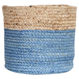 LIGHT BLUE / NATURAL JUTE BASKET - LARGE