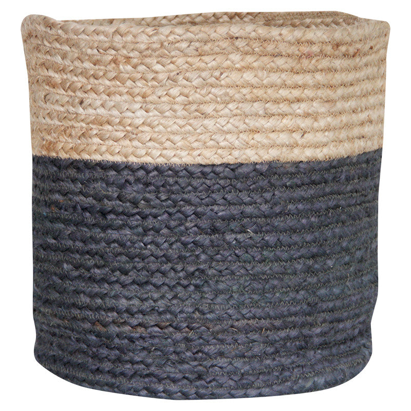 CHARCOAL / NATURAL JUTE BASKET - SMALL