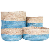 LIGHT BLUE / NATURAL JUTE BASKET - LARGE