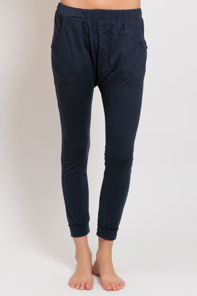 DROP SLOUCH PANTS, ORGANIC COTTON NAVY