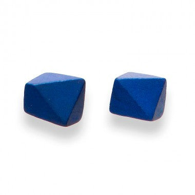 FACETED SQUARE STUD - ELECTRIC BLUE
