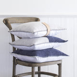 NAVY / GREY MERINO WOOL BLEND CUSHION 45cm x 45cm