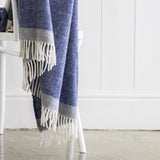 HUDSON 100% WOOL THROW BLANKET NAVY