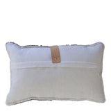 GREY MERINO WOOL BLEND CUSHION WITH LEATHER 35cm x 55cm