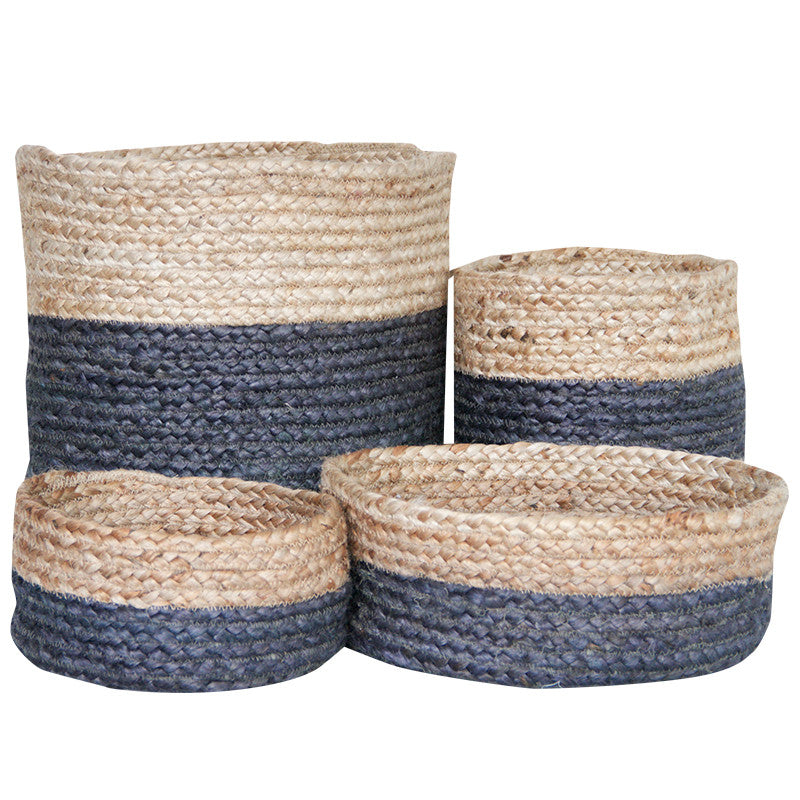 CHARCOAL / NATURAL JUTE BASKET SMALL CABIN CO